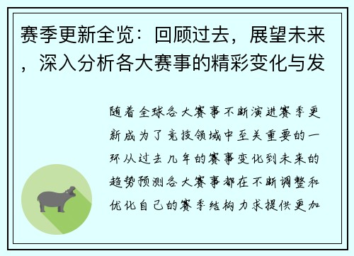 赛季更新全览：回顾过去，展望未来，深入分析各大赛事的精彩变化与发展趋势